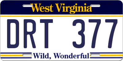 WV license plate DRT377
