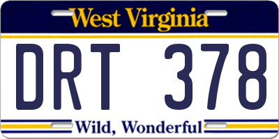 WV license plate DRT378