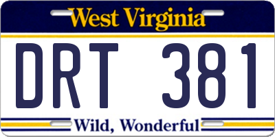 WV license plate DRT381