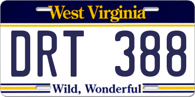 WV license plate DRT388