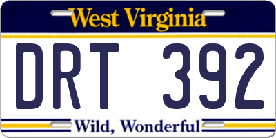 WV license plate DRT392