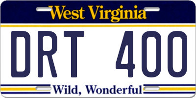 WV license plate DRT400