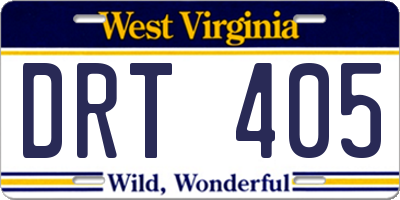 WV license plate DRT405