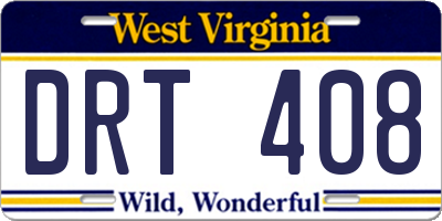 WV license plate DRT408