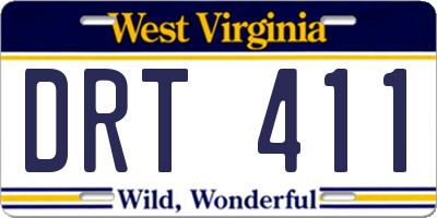 WV license plate DRT411