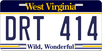 WV license plate DRT414