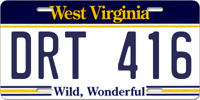 WV license plate DRT416