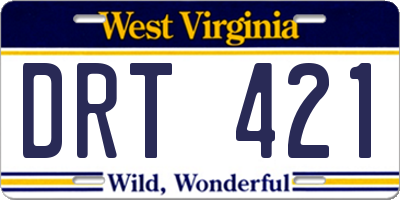 WV license plate DRT421