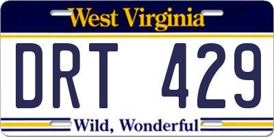 WV license plate DRT429