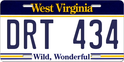 WV license plate DRT434