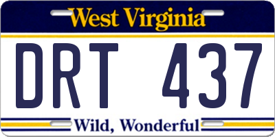 WV license plate DRT437