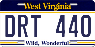 WV license plate DRT440