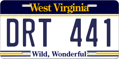 WV license plate DRT441