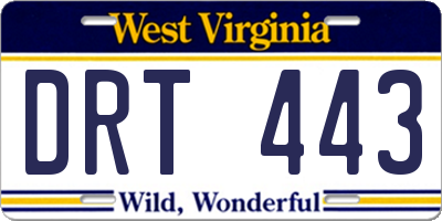 WV license plate DRT443