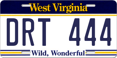 WV license plate DRT444