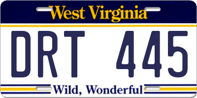 WV license plate DRT445