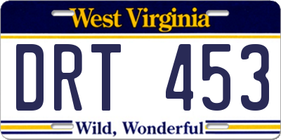 WV license plate DRT453