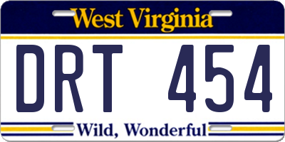 WV license plate DRT454