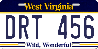 WV license plate DRT456