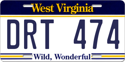 WV license plate DRT474