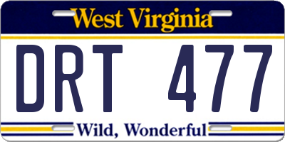 WV license plate DRT477