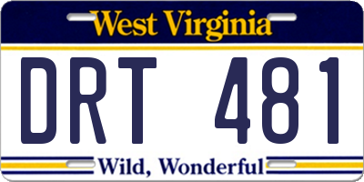 WV license plate DRT481