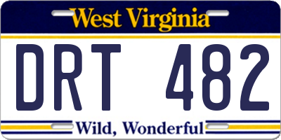 WV license plate DRT482