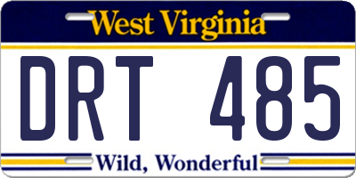 WV license plate DRT485
