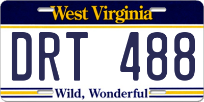WV license plate DRT488