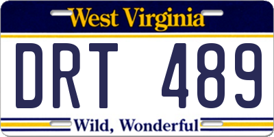 WV license plate DRT489