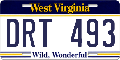 WV license plate DRT493