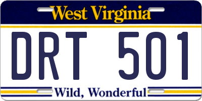WV license plate DRT501