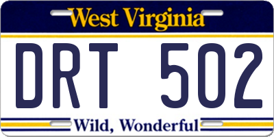 WV license plate DRT502