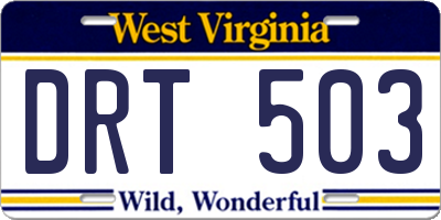 WV license plate DRT503