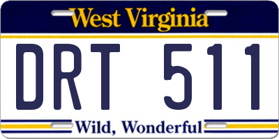 WV license plate DRT511