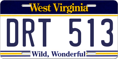 WV license plate DRT513