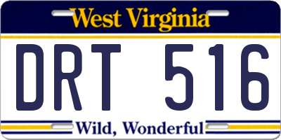 WV license plate DRT516