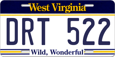 WV license plate DRT522