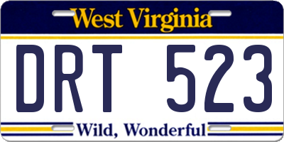 WV license plate DRT523