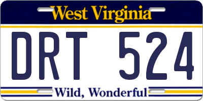 WV license plate DRT524