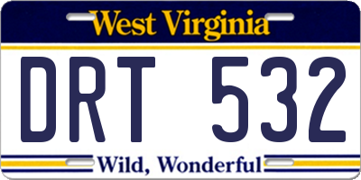 WV license plate DRT532