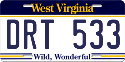 WV license plate DRT533