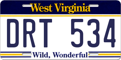 WV license plate DRT534
