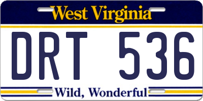 WV license plate DRT536