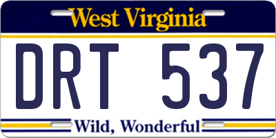 WV license plate DRT537