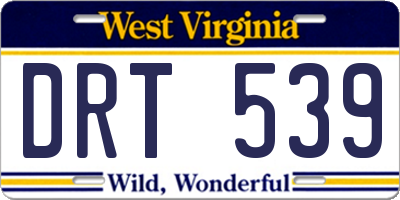 WV license plate DRT539