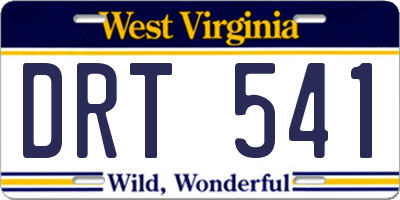 WV license plate DRT541