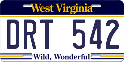 WV license plate DRT542