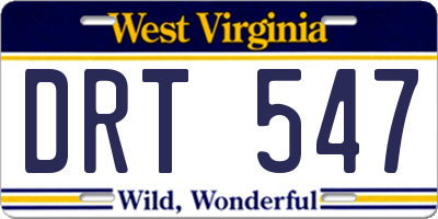 WV license plate DRT547