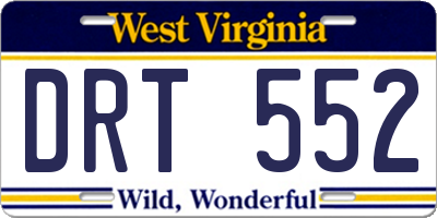 WV license plate DRT552